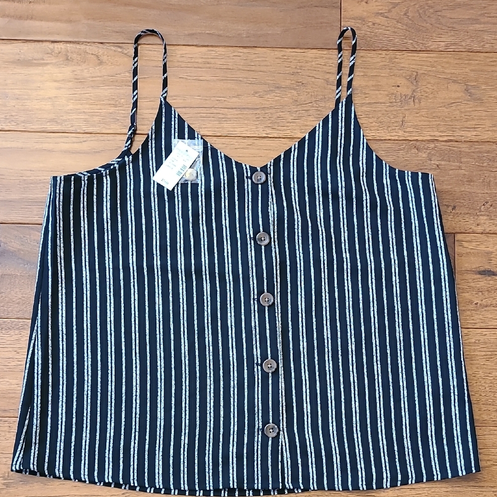 Maurices Striped Black Tank Top Size L